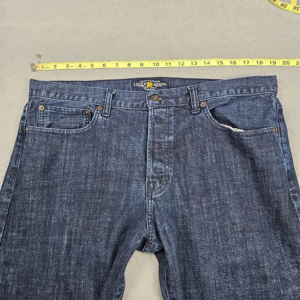 Lucky Brand 121 Heritage Slim Jeans Mens 38x30 Blue Dark Wash Denim Straight Leg